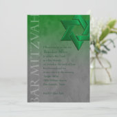 Bar Mitzvah Stylish Green Star van David Ombre Kaart (Staand voorkant)