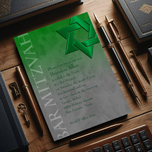 Bar Mitzvah Stylish Green Star van David Ombre Kaart