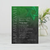 Bar Mitzvah Stylish Green Star van David Ombre Kaart (Staand voorkant)