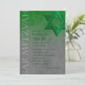 Bar Mitzvah Stylish Green Star van David Ombre Kaart (Staand voorkant)