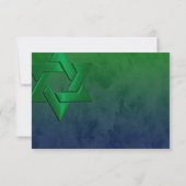 Bar Mitzvah Stylish Green Star van David Ombre RSVP Kaartje (Achterkant)