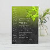 Bar Mitzvah Stylish Lime Green Star van David Ombr Kaart (Staand voorkant)