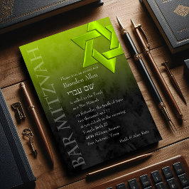 Bar Mitzvah Stylish Lime Green Star van David Ombr Kaart