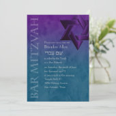 Bar Mitzvah Stylish Paars Star van David Ombre Kaart (Staand voorkant)