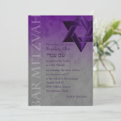 Bar Mitzvah Stylish Paars Star van David Ombre Kaart (Staand voorkant)