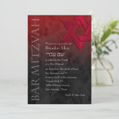 Bar Mitzvah Stylish Red Star van David Ombre Kaart (Staand voorkant)