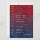 Bar Mitzvah Stylish Red Star van David Ombre Kaart (Voorkant)