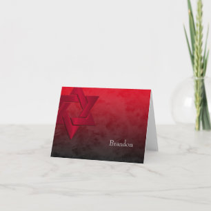 Bar Mitzvah Stylish Red Star van David Ombre Notitiekaartje