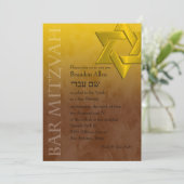 Bar Mitzvah Stylish Yellow Star van David Ombre Kaart (Staand voorkant)