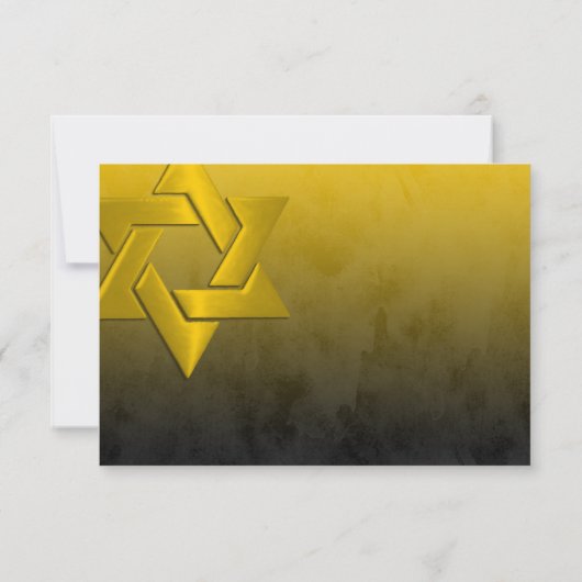 Bar Mitzvah Stylish Yellow Star van David Ombre RSVP Kaartje (Achterkant)