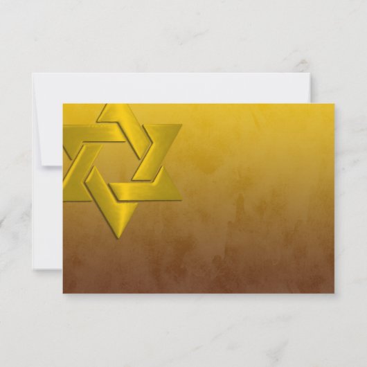 Bar Mitzvah Stylish Yellow Star van David Ombre RSVP Kaartje (Achterkant)