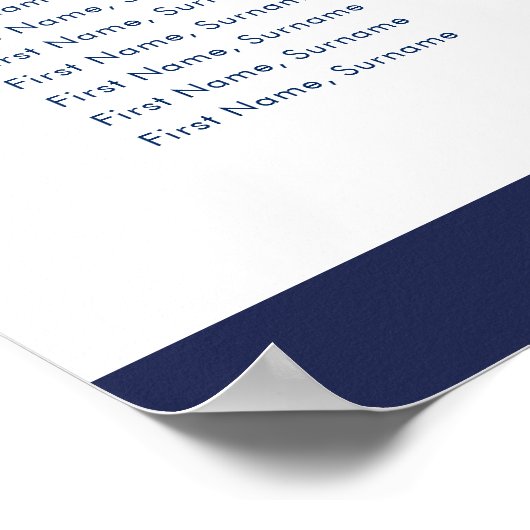 BAR MITZVAH TABEL PLAN 12 tabellen moderne marine Poster (Hoek)