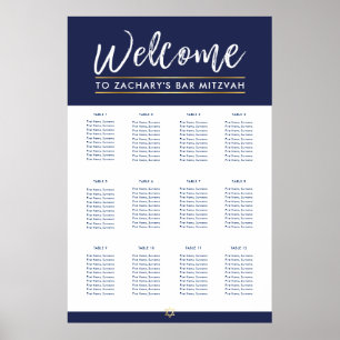 BAR MITZVAH TABEL PLAN 12 tabellen moderne marine Poster