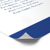 BAR MITZVAH TABEL PLAN 12 tafels koninklijk blauw Poster (Hoek)