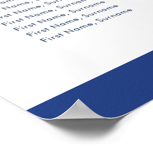 BAR MITZVAH TABEL PLAN 12 tafels koninklijk blauw Poster (Hoek)