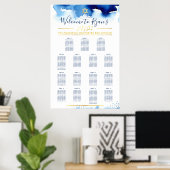 BAR MITZVAH TABEL PLAN gouden ster blauwe waterver Poster (Thuiskantoor)