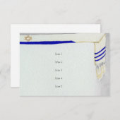 Bar Mitzvah Talit in Waterverf Reception Kaart (Voorkant / Achterkant)