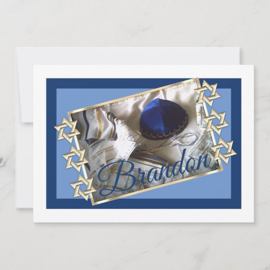 Bar Mitzvah Tallit en Kippah Kaart (Voorkant)