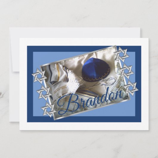 Bar Mitzvah Tallit en Kippah Uitnodiging (Voorkant)