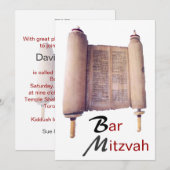Bar Mitzvah Torah Uitnodiging (Voorkant / Achterkant)