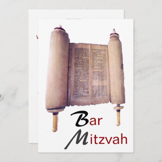 Bar Mitzvah Torah Uitnodiging (Voorkant / Achterkant)