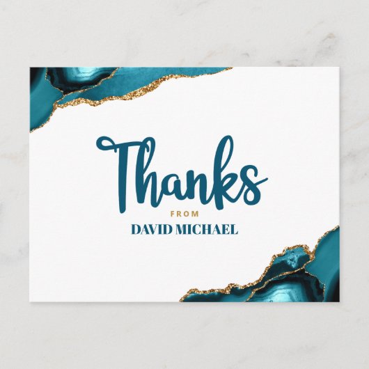 Bar Mitzvah Turquoise Agate Bold Script Hartelijk  Briefkaart (Voorkant)