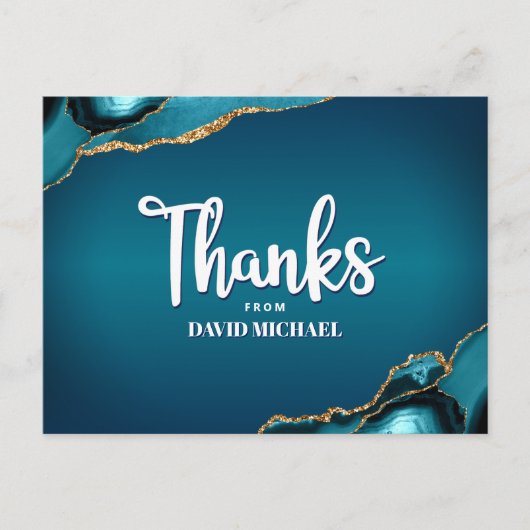 Bar Mitzvah Turquoise Agate Ombre Script Hartelijk Briefkaart (Voorkant)
