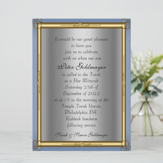 Bar Mitzvah Uitnodiging (Staand voorkant)