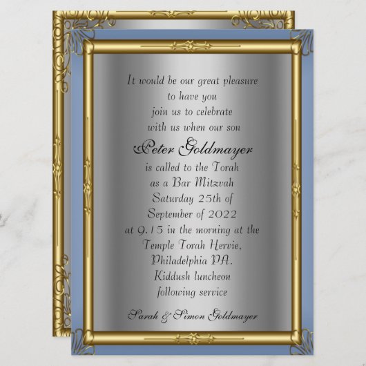 Bar Mitzvah Uitnodiging (Voorkant / Achterkant)