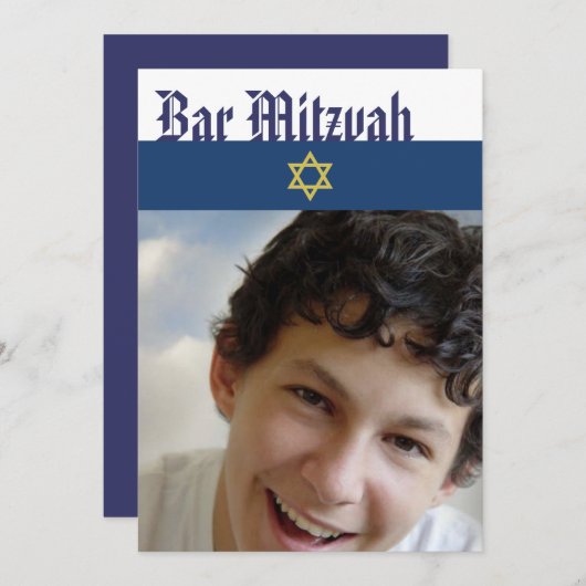 Bar Mitzvah Uitnodiging (Voorkant / Achterkant)