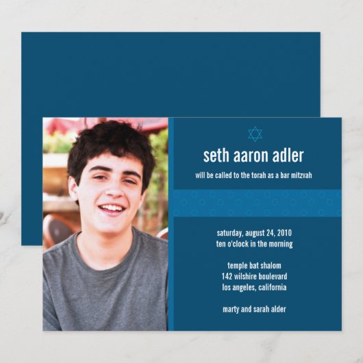 Bar Mitzvah Uitnodiging (Voorkant / Achterkant)