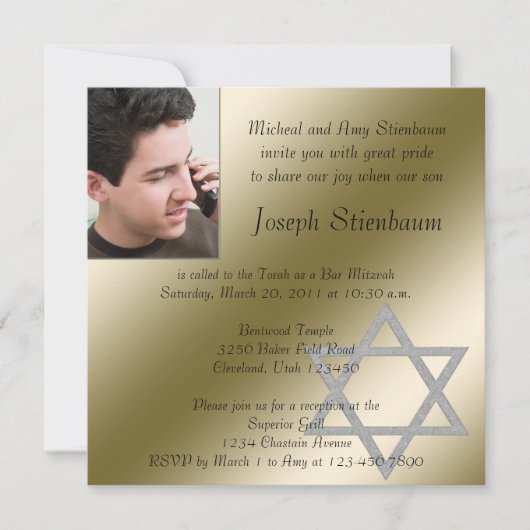 Bar Mitzvah Uitnodiging (Voorkant)