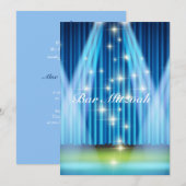 Bar Mitzvah uitnodiging, blauw verlicht podium Kaart (Voorkant / Achterkant)