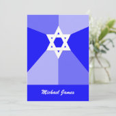 Bar Mitzvah Uitnodiging Blauwe Ster van David Uitn (Staand voorkant)