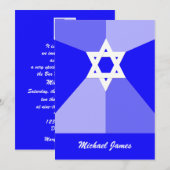 Bar Mitzvah Uitnodiging Blauwe Ster van David Uitn (Voorkant / Achterkant)