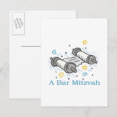 Bar Mitzvah Uitnodiging Briefkaart (Voorkant / Achterkant)