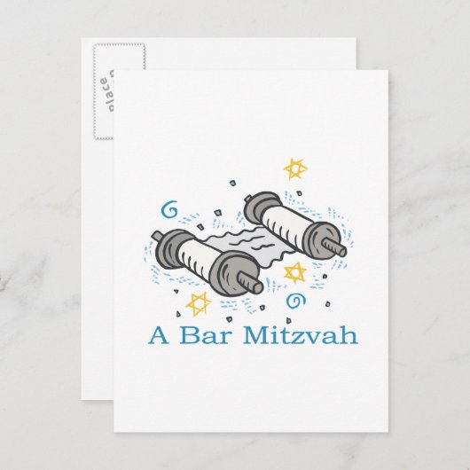 Bar Mitzvah Uitnodiging Briefkaart (Voorkant / Achterkant)