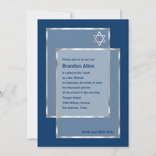 Bar Mitzvah uitnodiging elke kleur die u wilt (Voorkant)