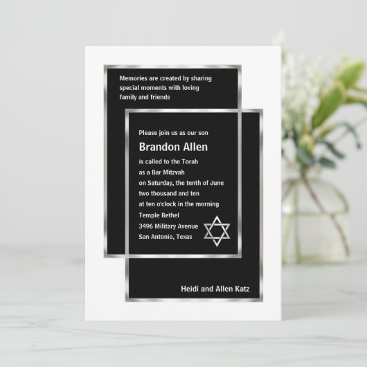 Bar Mitzvah uitnodiging elke kleur die u wilt (Staand voorkant)