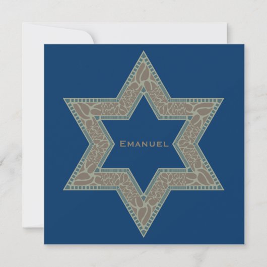 Bar Mitzvah Uitnodiging Emanuel Star David Gold (Voorkant)