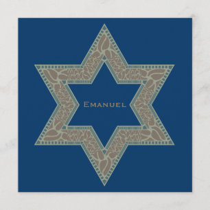 Bar Mitzvah Uitnodiging Emanuel Star David Gold