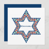 Bar Mitzvah Uitnodiging Emanuel Star David Mosaic (Voorkant / Achterkant)