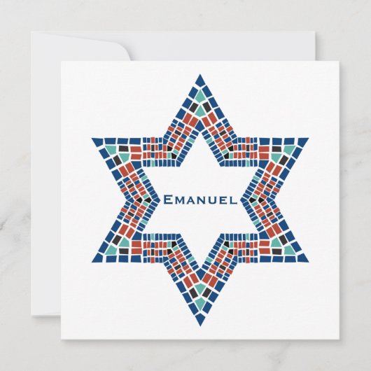 Bar Mitzvah Uitnodiging Emanuel Star David Mosaic (Voorkant)