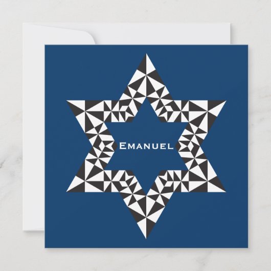 Bar Mitzvah Uitnodiging Emanuel Star David Navy (Voorkant)