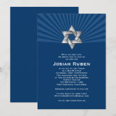 Bar Mitzvah Uitnodiging Josiah Silver Jewish Star (Voorkant / Achterkant)