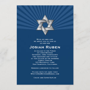 Bar Mitzvah Uitnodiging Josiah Silver Jewish Star