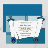 Bar Mitzvah Uitnodiging Kyle Torah Blue (Voorkant / Achterkant)