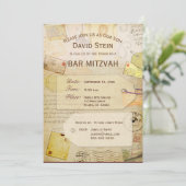 Bar Mitzvah Uitnodiging met een reisthema (Staand voorkant)
