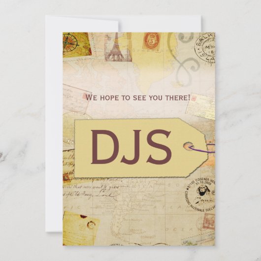 Bar Mitzvah Uitnodiging met een reisthema (Achterkant)