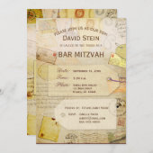 Bar Mitzvah Uitnodiging met een reisthema (Voorkant / Achterkant)
